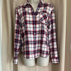 Tommy Hilfiger White and Red Long Sleeve Button Down Shirt size XS